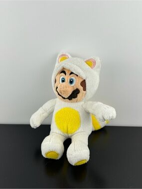 Tanooki Mario White Yellow Raccoon Dog Suit 7.5” Super Mario Plush Doll